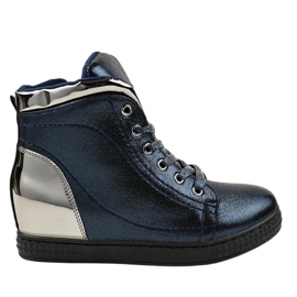 Navy blue lacquered sneakers on a wedge R469-1 Navy blue lacquered sneakers on a wedge R469-1