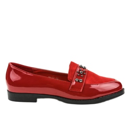 Red slip-on shoes with JN-27 studs Red slip-on shoes with JN-27 studs