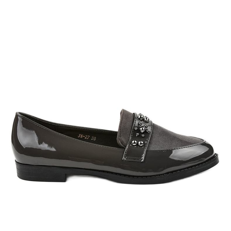 BM Gray slip-on shoes with JN-27 studs grey