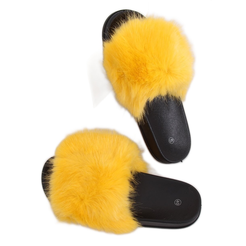 Yellow CK107P Yellow fur slippers