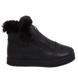 Black ankle-high sneakers with fur W19-29 Black II Quality