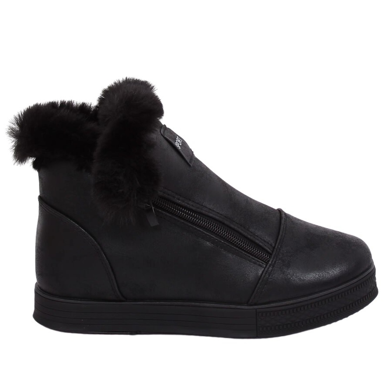 Black ankle-high sneakers with fur W19-29 Black II Quality