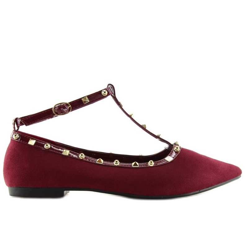 Ballerinas with maroon studs 127-13 Dk Red II Genre