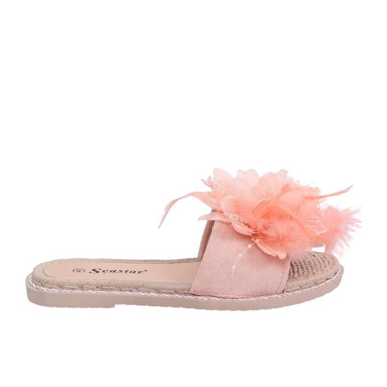Women's pink slippers with feathers CK131P Pink