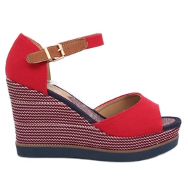 Red sandals on a wedge heel 9079 Red II Genre