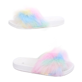 Flip-flops with rainbow fur CK153P White multicolored Flip-flops with rainbow fur CK153P White multicolored