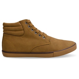 Stylish high sneakers Y034 Camel brown