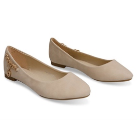 Ballerinas With Gold Chain And Heart Y20-90B Beige black Ballerinas With Gold Chain And Heart Y20-90B Beige black