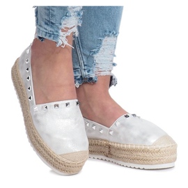Silver espadrilles on the Glam wedge grey Silver espadrilles on the Glam wedge grey
