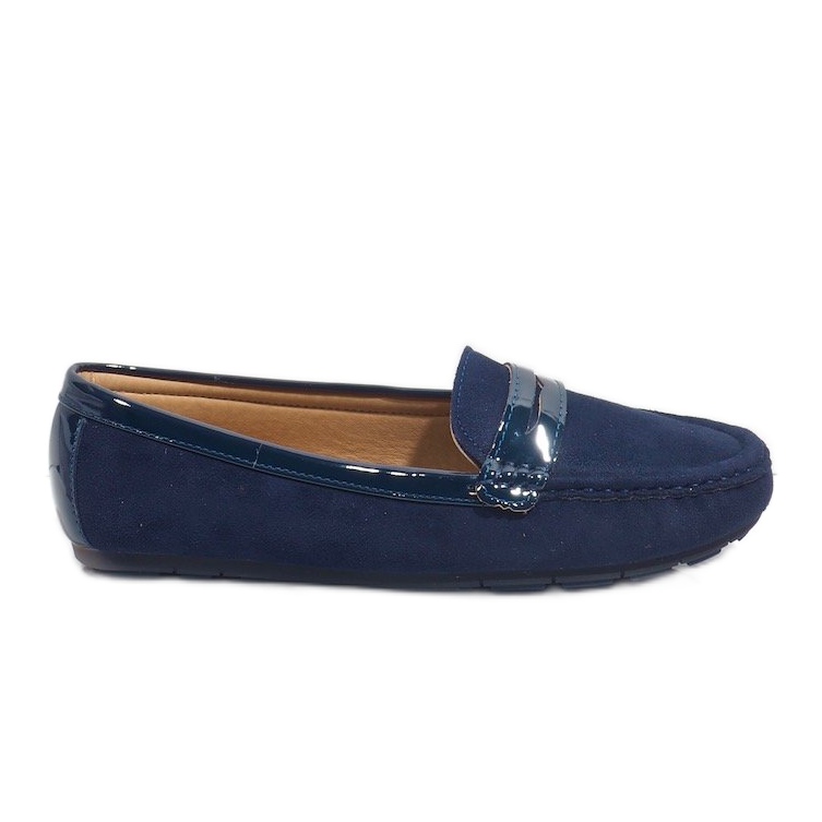 Navy blue moccasins with a buckle FM2958-3