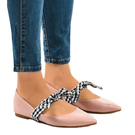 Pink lace-up ballerinas with bows NK07P Pink lace-up ballerinas with bows NK07P
