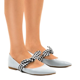 Blue lace-up ballerinas with bows NK07P Blue lace-up ballerinas with bows NK07P