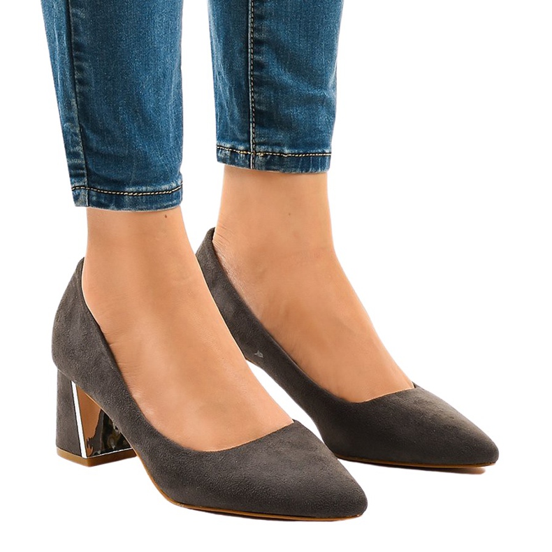 Gray suede pumps on the L439 pillar grey