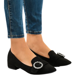 Black suede high heels L419
