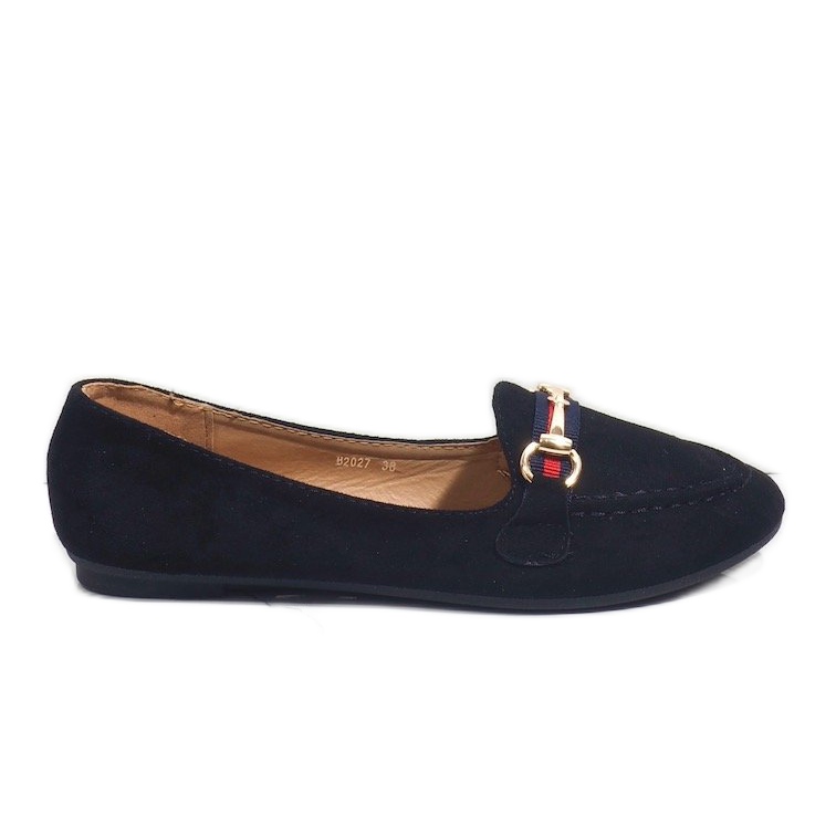 Black moccasins ballerinas with a B2027 buckle