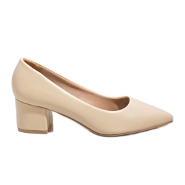 Beige classic pumps on the A-3371 pillar