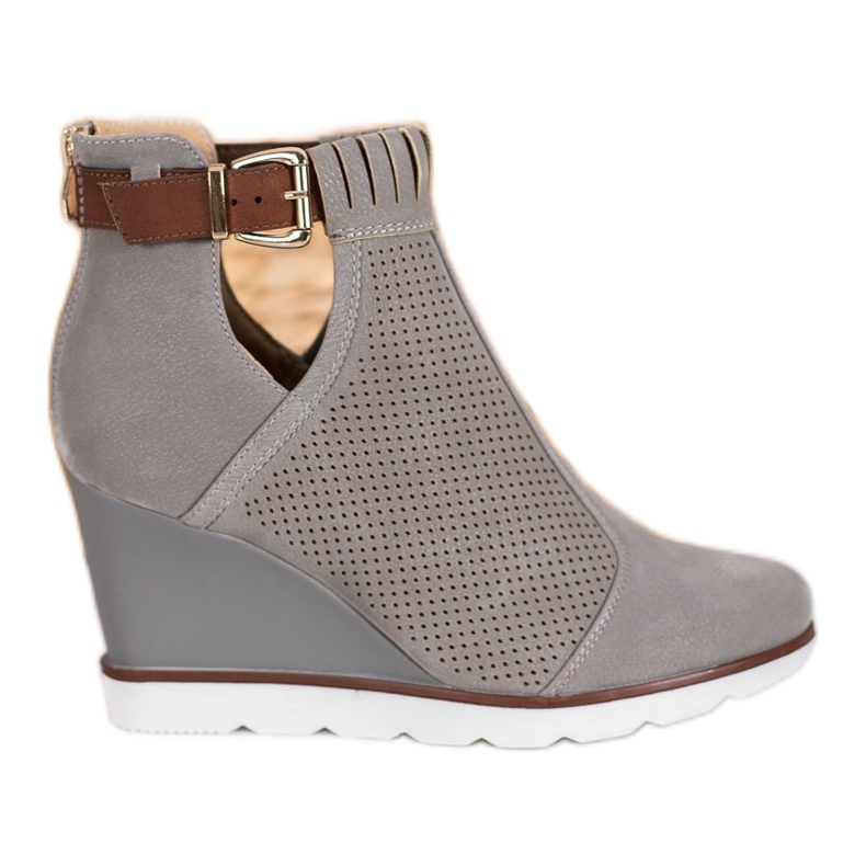 Filippo Openwork boots on a wedge grey