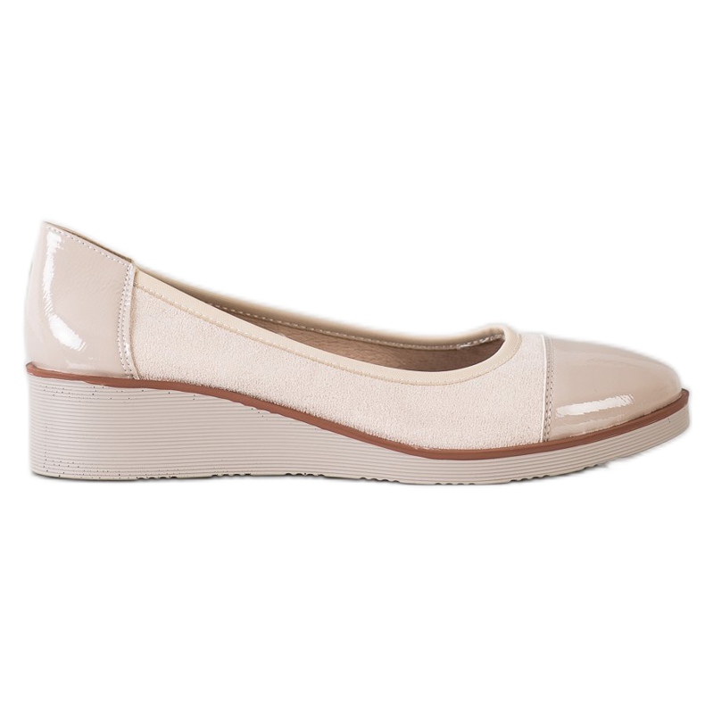VINCEZA wedge heel ballerinas beige