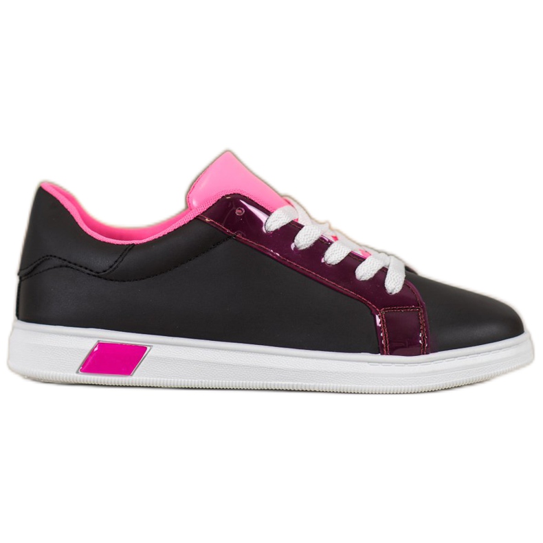 Ideal Shoes Fashionable Sneakers With Eco Leather black multicolored
