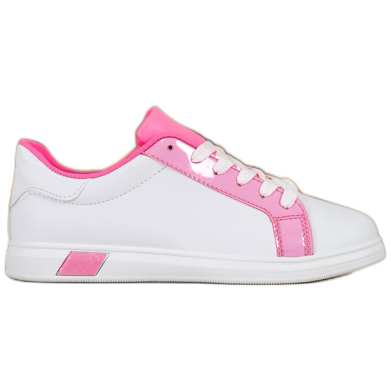 Ideal Shoes Fashionable Sneakers With Eco Leather white pink
