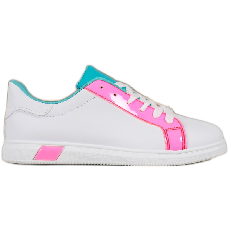 Ideal Shoes Fashionable Sneakers With Eco Leather white blue pink multicolored