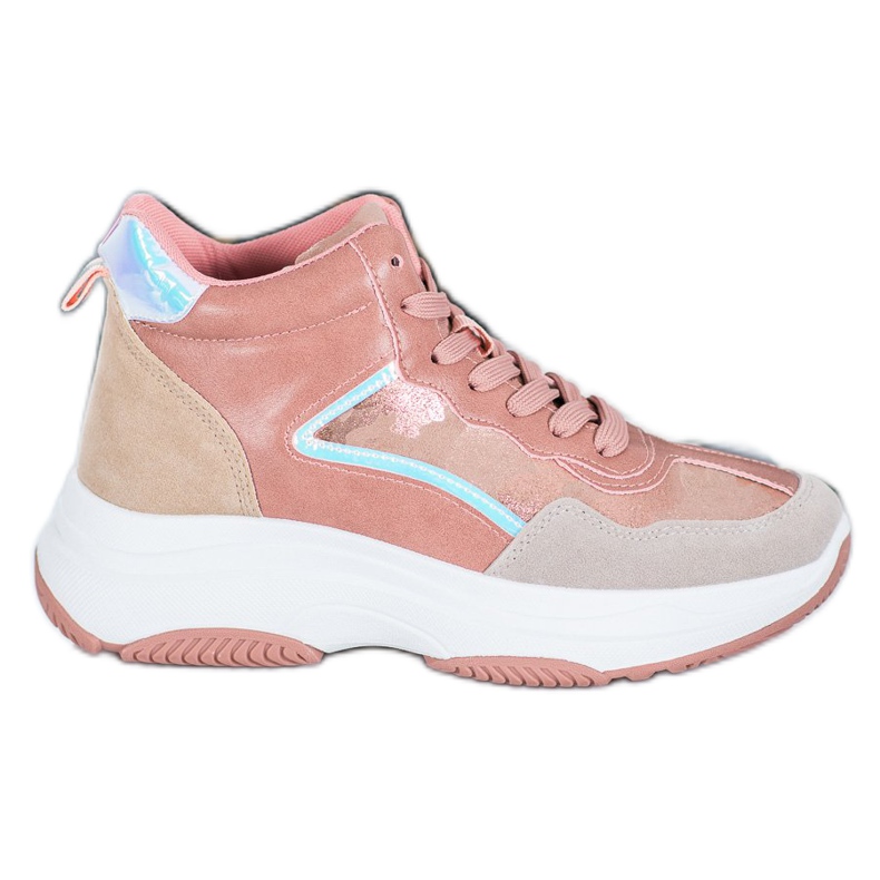 Ideal Shoes High Boots On The Platform pink multicolored