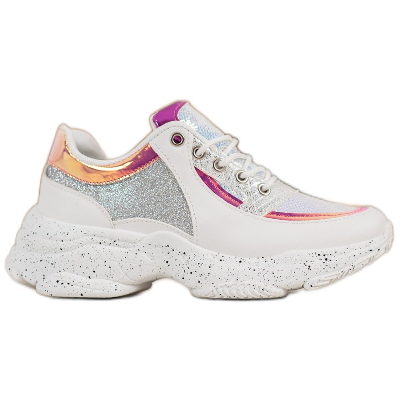 SHELOVET Sneakers With Sequins On The Platform white grey multicolored