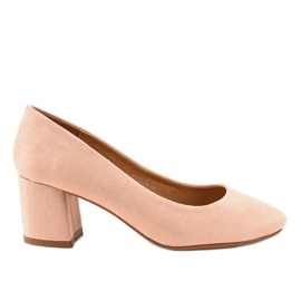Pink suede pumps on the FM1089 post