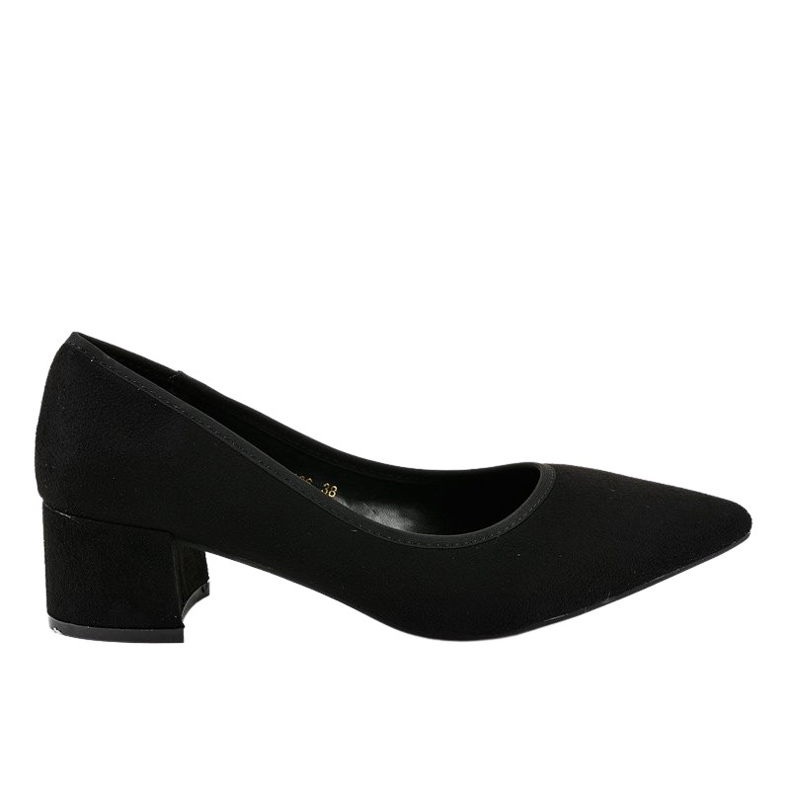 Black suede pumps on the L436 pillar