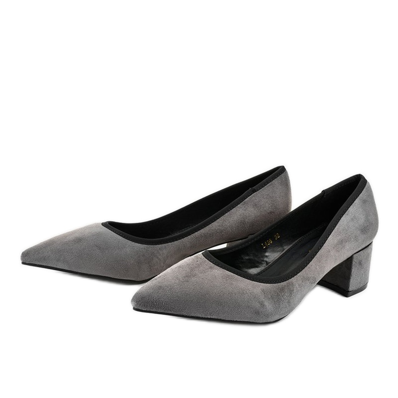 Gray suede pumps on the L436 pillar grey yellow