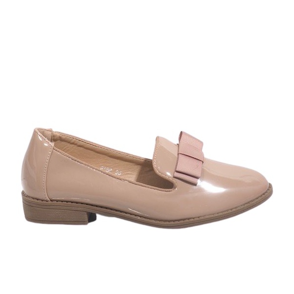 Ladies' beige moccasins with a bow F158
