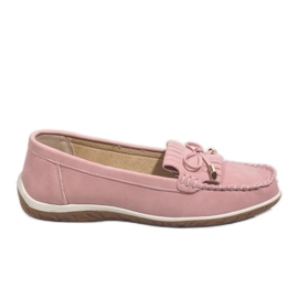 Pink fringed ballerina moccasins MDM126