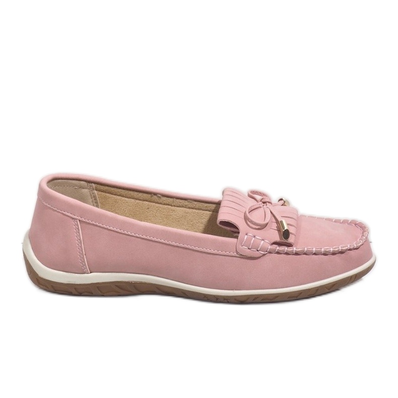 Pink fringed ballerina moccasins MDM126