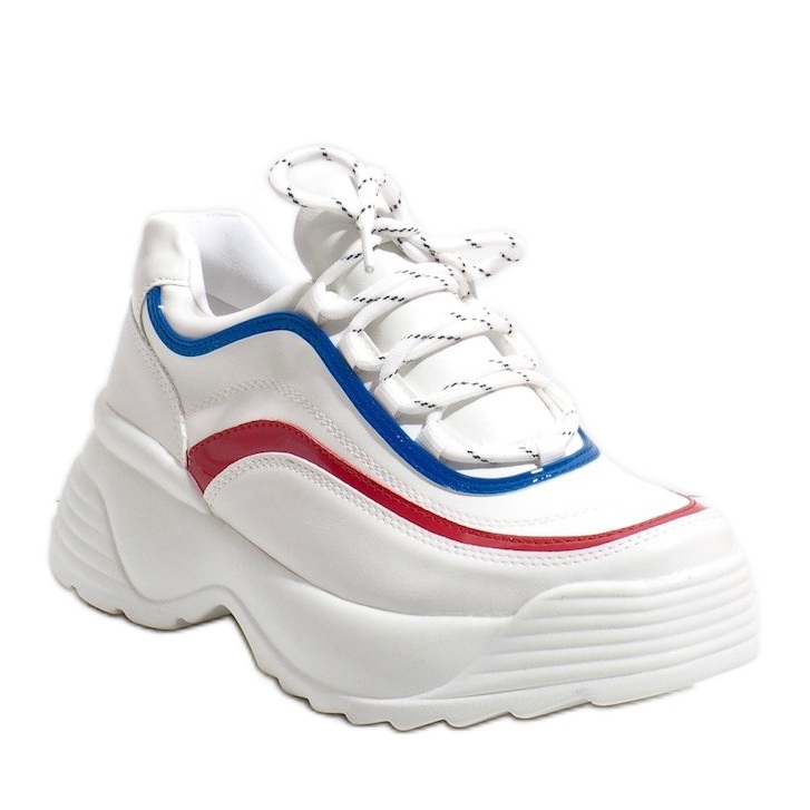 White, eco-leather sports sneakers 7918-Y multicolored
