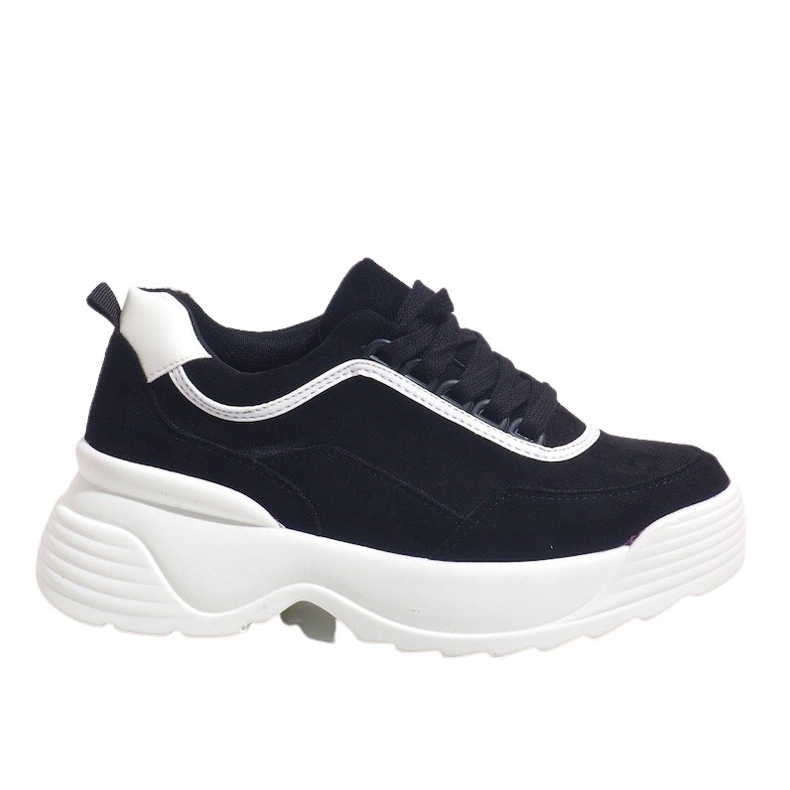 Black, eco-leather sports sneakers 7917-Y