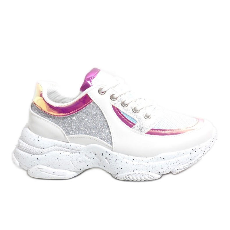 White sports sneakers with HL-08 multicolored