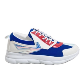 Women's white sports sneakers W-3112 blue multicolored