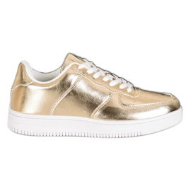 SHELOVET Golden Sneakers With Eco Leather