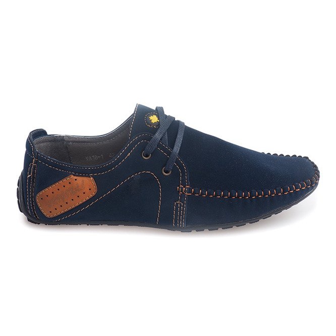 Lace-up Leather Loafers MA18 Navy Blue