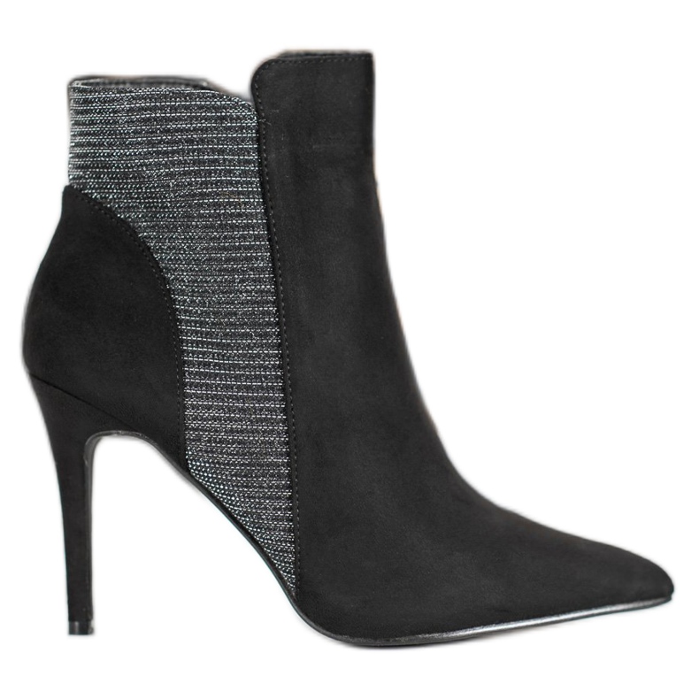 SHELOVET Suede Booties On A High Heel black