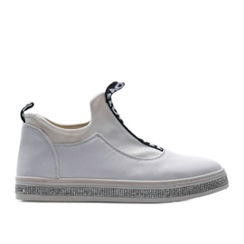 White Lycra Slip-On Sneakers 1155-Y