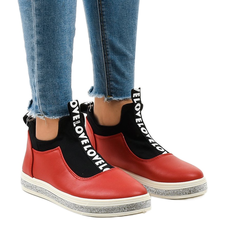 Red Lycra Slip-On Sneakers 1155-Y