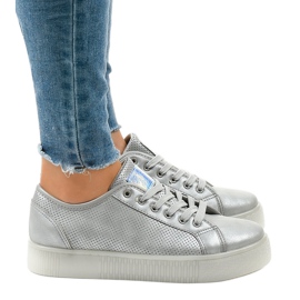 Gray creepersy women's sneakers F-2969 grey
