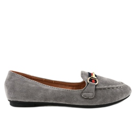 Gray moccasins ballerinas with a buckle B2027 grey