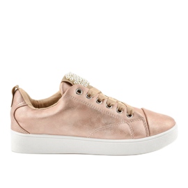 Pink sneakers decorated with 373-Y pearls