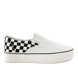 White slip-on sneakers R-440 black