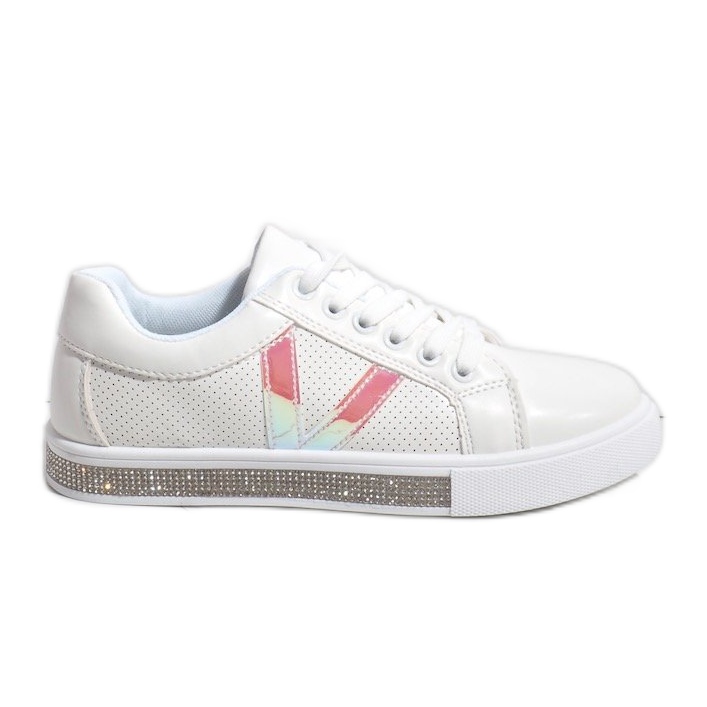 White sneakers decorated with diamonds X703