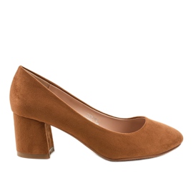 Brown suede pumps on the FM1089 post