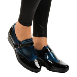 Black wedge shoes 7-9021 navy blue