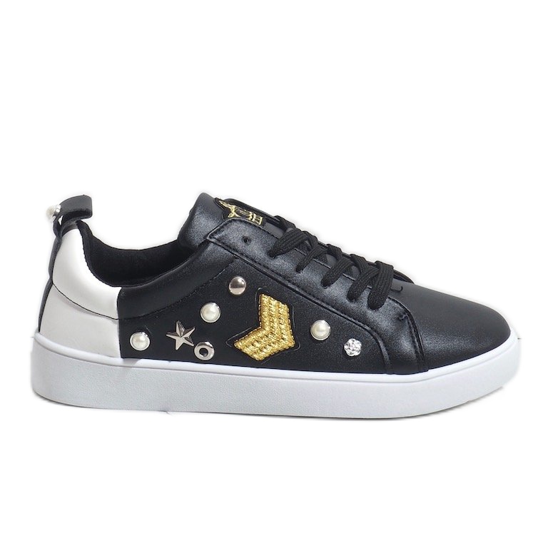 Black sneakers richly decorated 856-Y